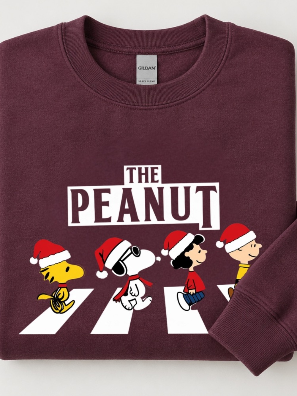 The Peanuts Snoopy Woodstock Abbey Road Christmas Santa Hat Sweatshirt